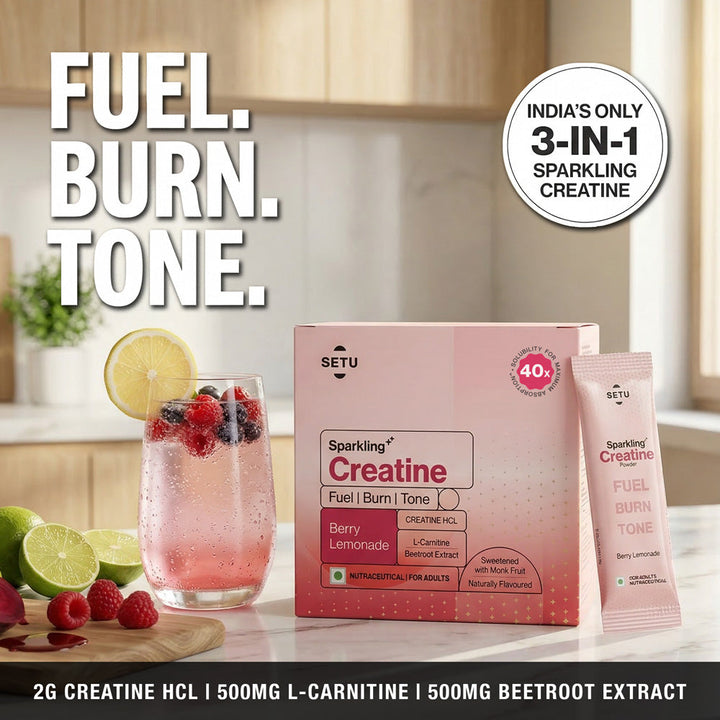 Sparkling Creatine (Berry Lemonade) - Fuel, Burn, Tone - Setu Nutrition