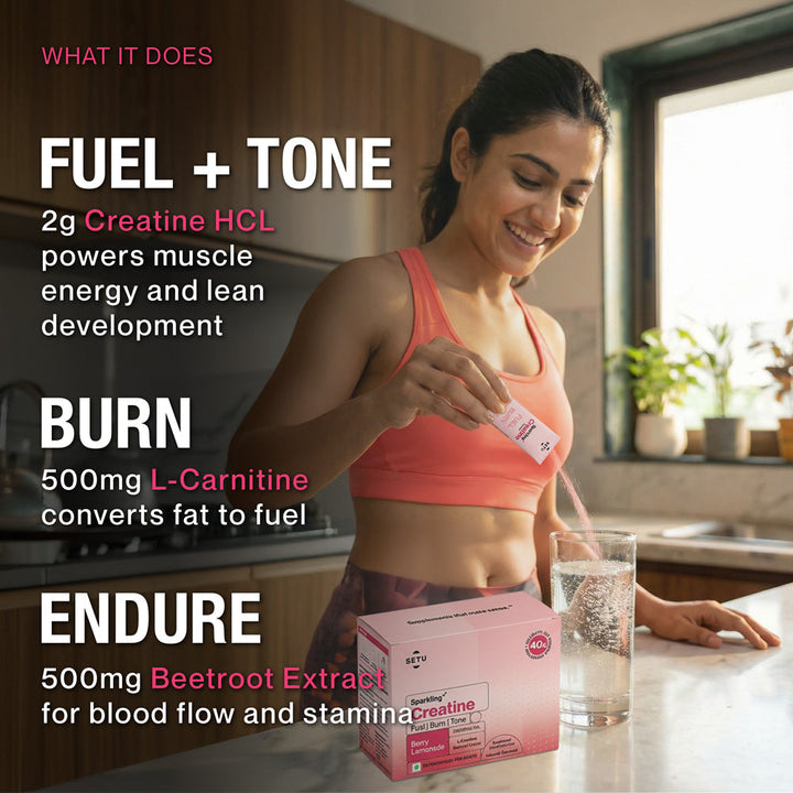 Sparkling Creatine (Berry Lemonade) - Fuel, Burn, Tone - Setu Nutrition